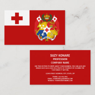 Tarjeta De Visita Bandera y sello de Tonga, bandera de Tonga