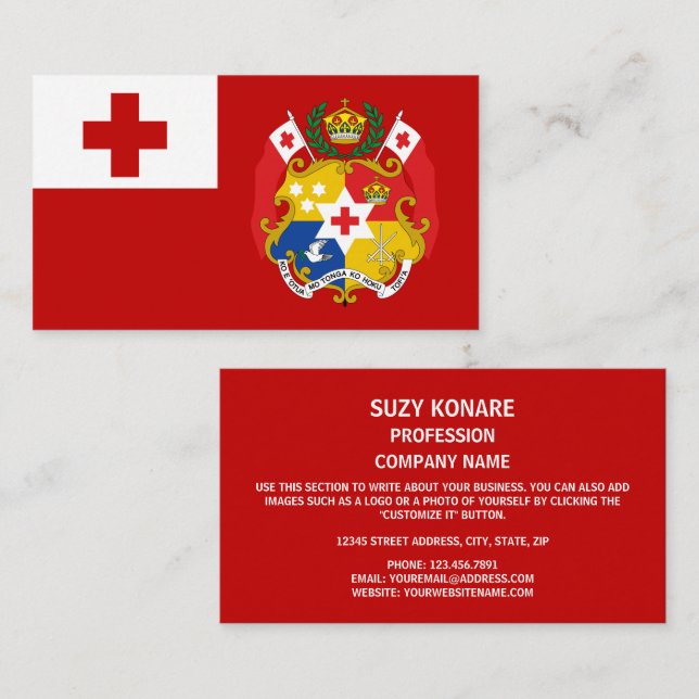 Tarjeta De Visita Bandera y sello de Tonga, bandera de Tonga (Anverso / Reverso)