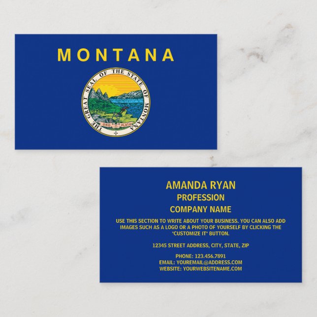 Tarjeta De Visita Bandera y sello montaneses, bandera de Montana (Anverso / Reverso)