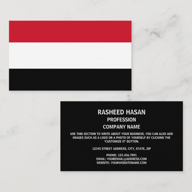 Tarjeta De Visita Bandera yemení, bandera de Yemen (Anverso / Reverso)
