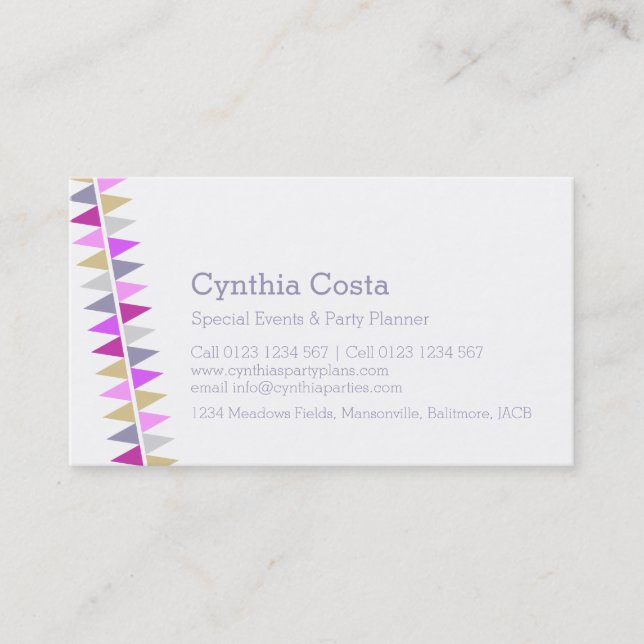 Tarjeta De Visita Banderas de agrupamiento de eventos fiestas planea (Anverso)