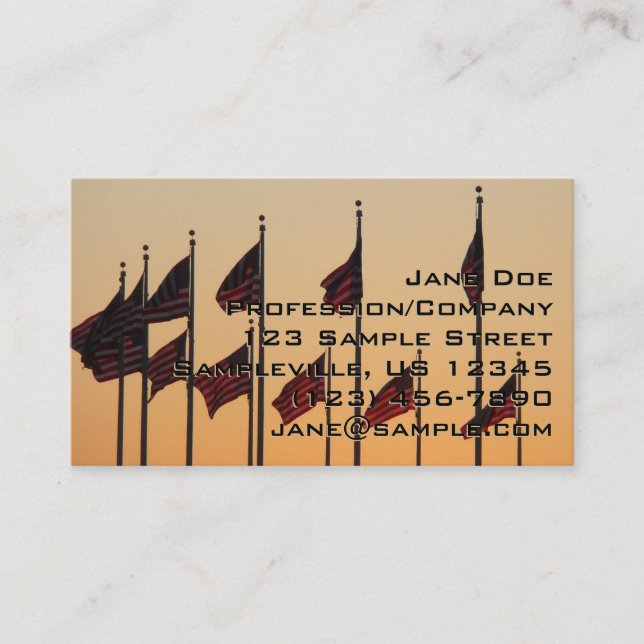 Tarjeta De Visita Banderas del Sunset American Patriotic USA (Anverso)