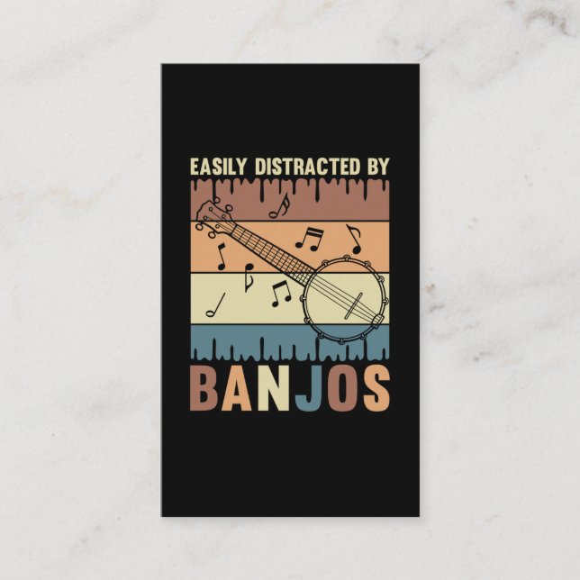 Tarjeta De Visita Banjo Player Folk Country Music Lover (Anverso)