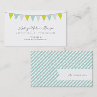 Tarjeta De Visita Banner de Bunting Green and Aqua
