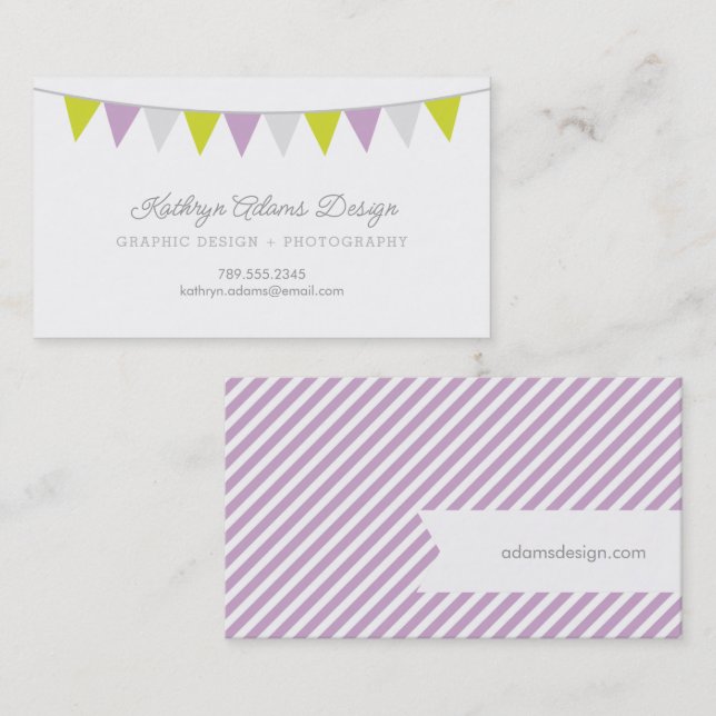 Tarjeta De Visita Banner de Bunting Lilac y Green (Anverso / Reverso)
