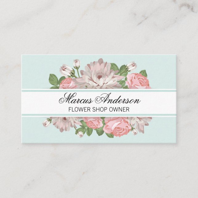 Tarjeta De Visita Banner del marco florido (Anverso)