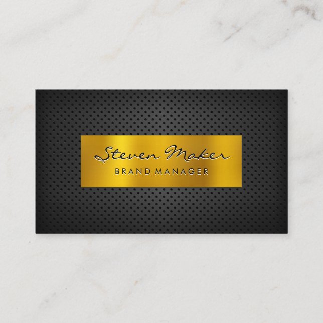 Tarjeta De Visita Banner metálico de oro | Malla Metalizado oscura P (Anverso)