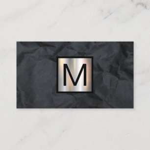 Tarjeta De Visita Banner metálico monograma Papel negro arruinado