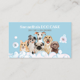 Tarjeta De Visita Baño de burbujas de aseo Blue Dog Spa Salon
