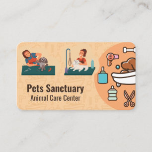 Tarjeta De Visita Baño de Perro Ducha Grooming   Cuidado Animal