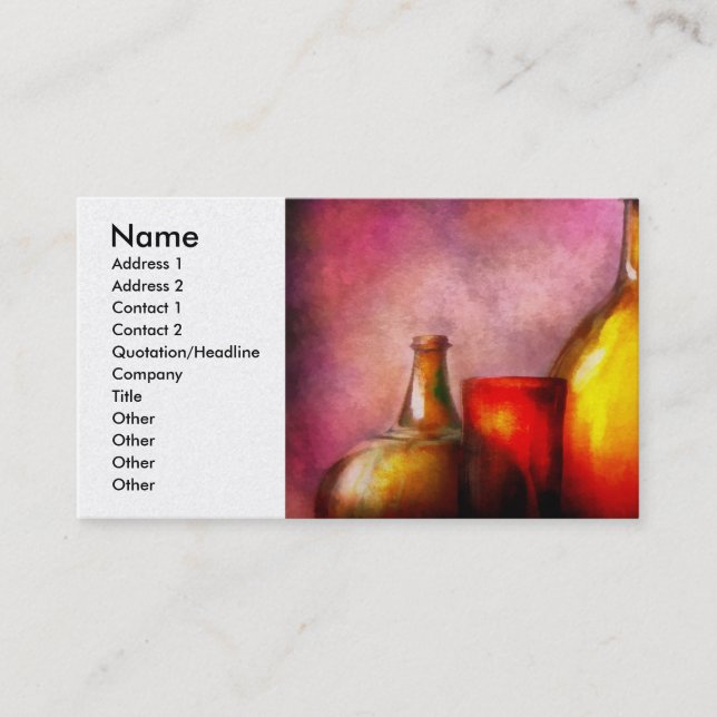 Tarjeta De Visita Bar - Botellas - Una vida quieta de botellas (Anverso)