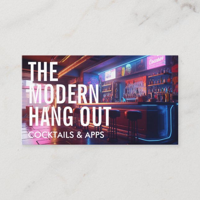 Tarjeta De Visita Bar Cyberpunk Style | Fuente grande (Anverso)