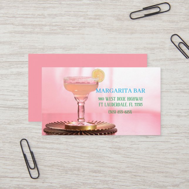 Tarjeta De Visita Bar & Lounge Pink Margarita (Anverso/Reverso In Situ)