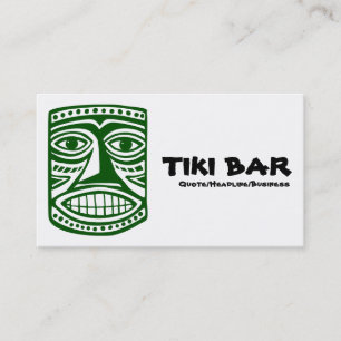Tarjeta De Visita Bar Tiki - Verde oscuro, negro y blanco