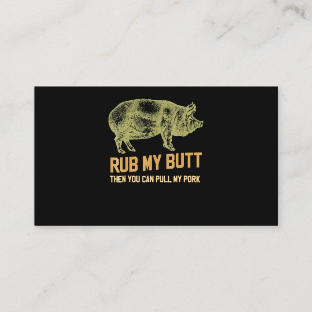 Tarjeta De Visita Barbacoa | BBQ Grill Pig Funny Pork Id Humo Que As (Anverso)