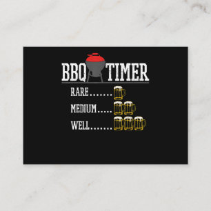 Tarjeta De Visita Barbacoa   BBQ Timer Funny Beer Steak Grilling