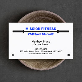 Tarjeta De Visita Barbell Fitness Personal Trainer Blue