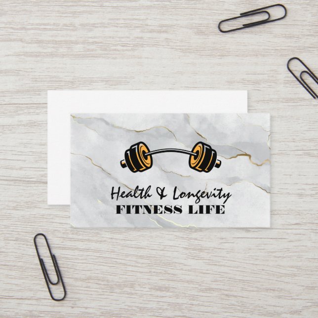 Tarjeta De Visita Barbell | Logo de Fitness (Anverso/Reverso In Situ)