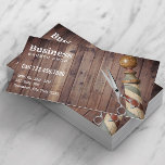 Tarjeta De Visita Barber Barbershop Hair Stylist Vintage Rustic<br><div class="desc">Barbershop Barber Hair Estilista Vintage Rústica de Madera Tarjetas de Negocios.</div>