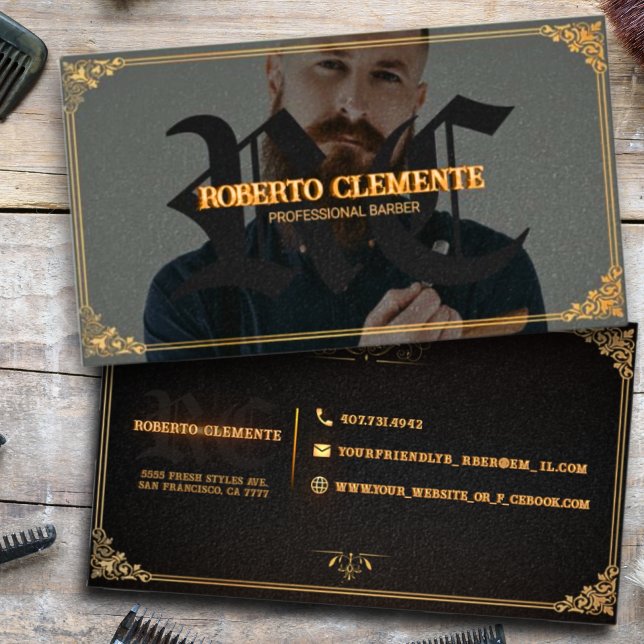 Tarjeta De Visita Barber Barbershop Professional Photo Business Card (Subido por el creador)