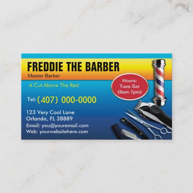 Tarjeta de visita Barber (barra de barbería - alfi (Anverso)