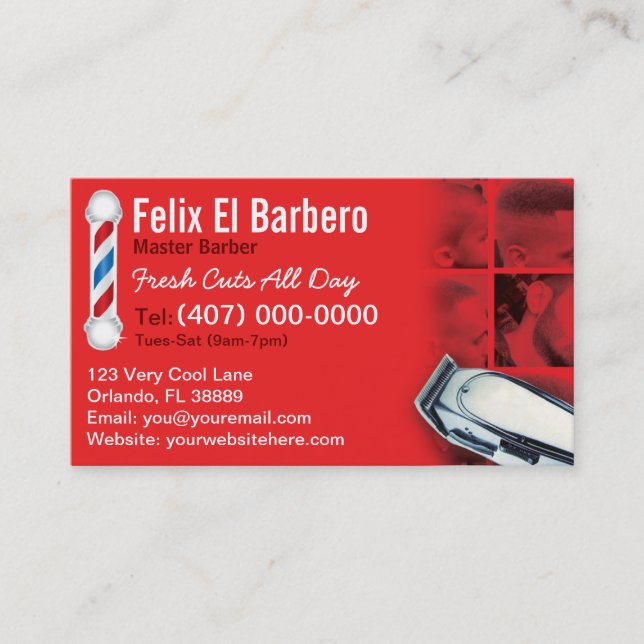 Tarjeta de visita Barber (barra de barbería - alfi (Anverso)