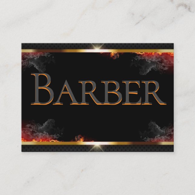 Tarjeta De Visita Barber Black, Gray, Gold Business Card (Anverso)