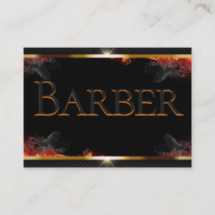 Tarjeta De Visita Barber Black, Gray, Gold Business Card