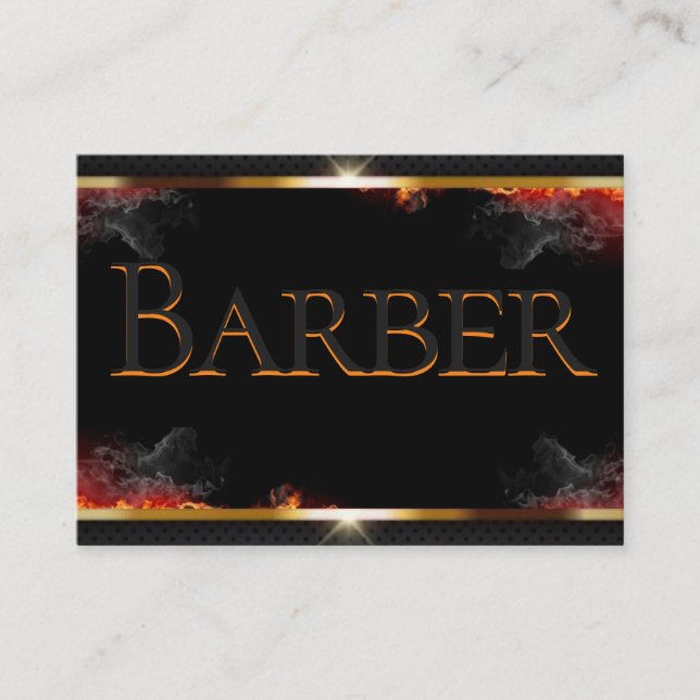 Tarjeta De Visita Barber Black, Gray, Gold Business Card (Anverso)