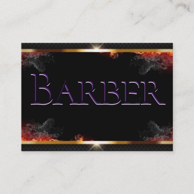 Tarjeta De Visita Barber Black, Gray, Gold Business Card (Anverso)