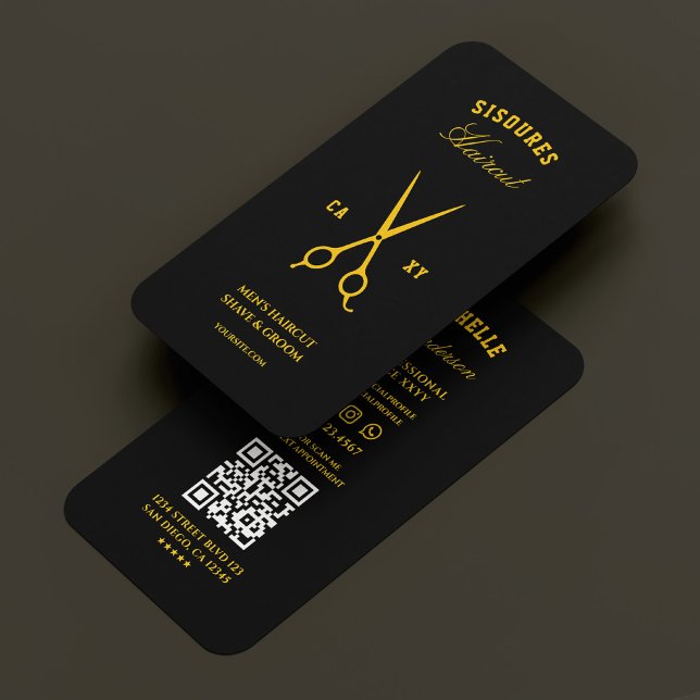 Tarjeta De Visita Barber Black Yellow Barbershop Scissors Moderno (Barber Black Yellow Barbershop Scissors Modern Business Card
)