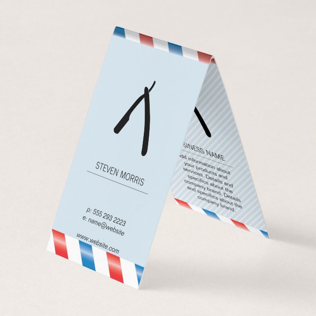 Tarjeta De Visita Barber Blade Beber Poles Bebé Azul (Anverso)