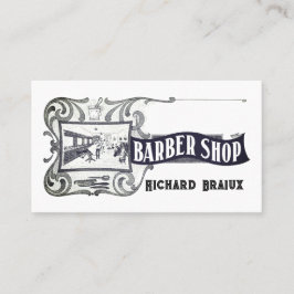 Tarjeta De Visita Barber blanco negro moderno profesional