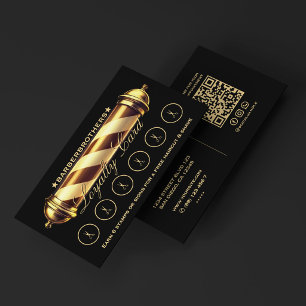 Tarjeta De Visita Barber Classic Gold Recompensas de Lealtad Barberí