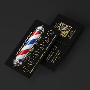 Tarjeta De Visita Barber Classic Pole Barbershop Recompensas de Leal
