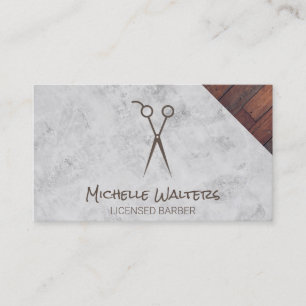 Tarjeta De Visita Barber con licencia Lágrimas Mármol y madera