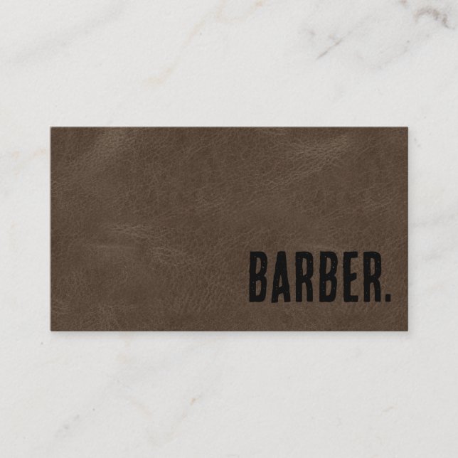 Tarjeta De Visita Barber de cuero falso de Premier Brown (Anverso)