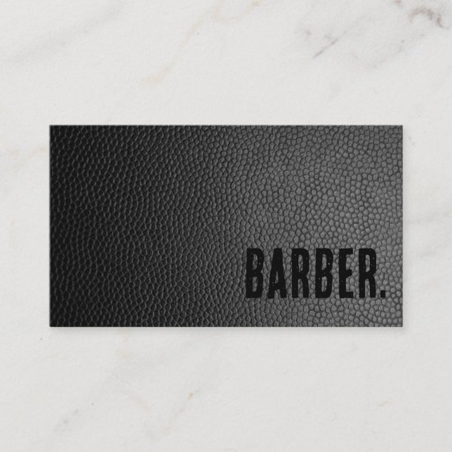 Tarjeta De Visita Barber de cuero negro para imitación (Anverso)