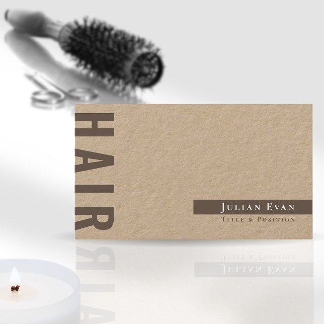 Tarjeta De Visita Barber estilo rustico simple Kraft Hair (Subido por el creador)