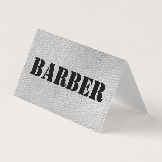 Tarjeta De Visita Barber gris urbano doblado (Anverso)