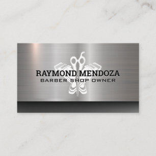 Tarjeta De Visita Barber Hair Clippers   Tijeras   Metalizado
