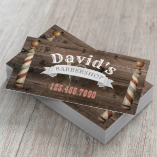 Tarjeta De Visita Barber Hair Estilista Barbershop Rustic Barn Wood