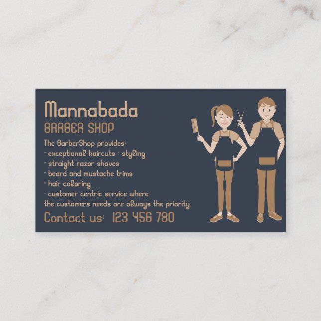 Tarjeta De Visita Barber Hair Salon niños mujeres (Anverso)