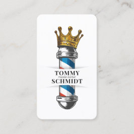 Tarjeta De Visita Barber Hair Shop Royal Crown Barber Pole QR Code