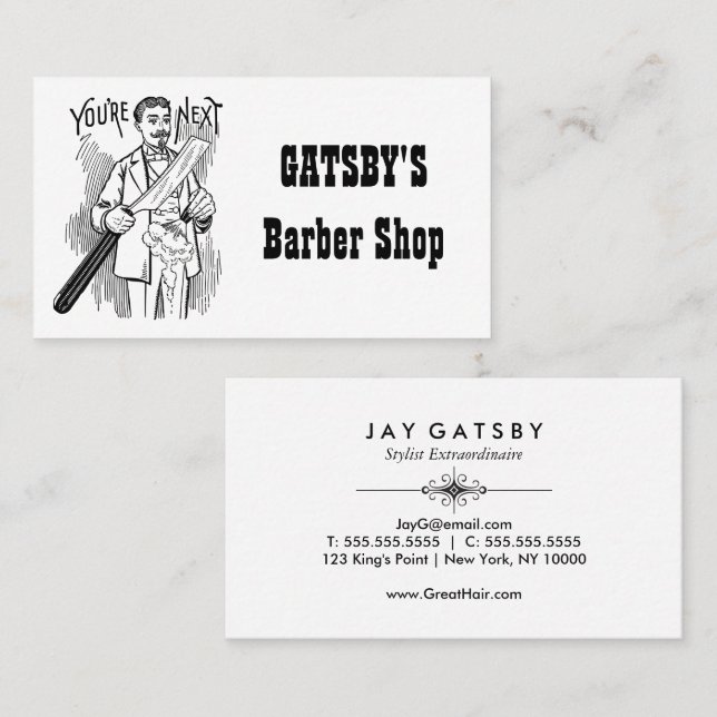 Tarjeta de visita Barber/Hair Stylist (Anverso / Reverso)