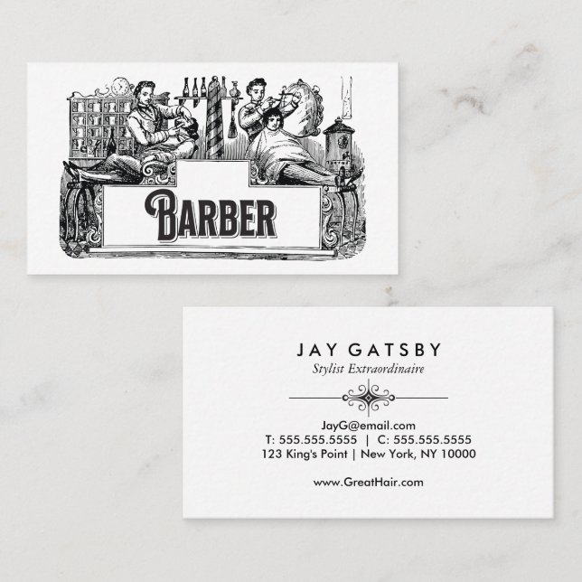 Tarjeta de visita Barber/Hair Stylist (Anverso / Reverso)