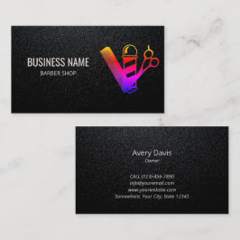 Tarjeta De Visita Barber Hair Stylist Colorful Scissor Barber Polo