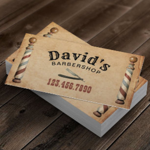 Tarjeta De Visita Barber Hair Stylista Barbershop Vintage Kraft