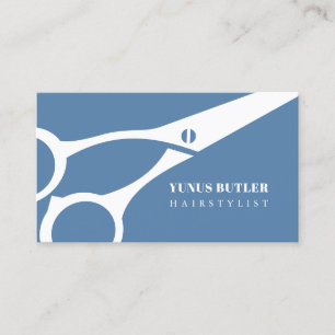 Tarjeta De Visita Barber Minimalista Scissor Hair Stylist Dusty Blue