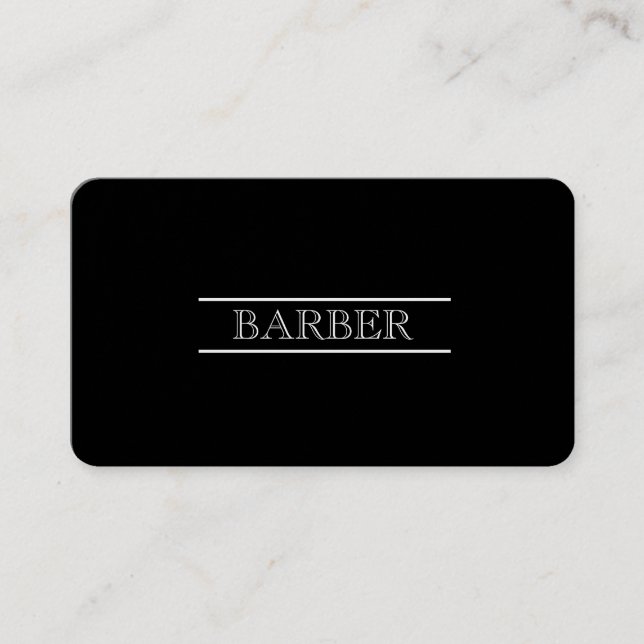 Tarjeta De Visita Barber negro y blanco moderno profesional simple (Anverso)